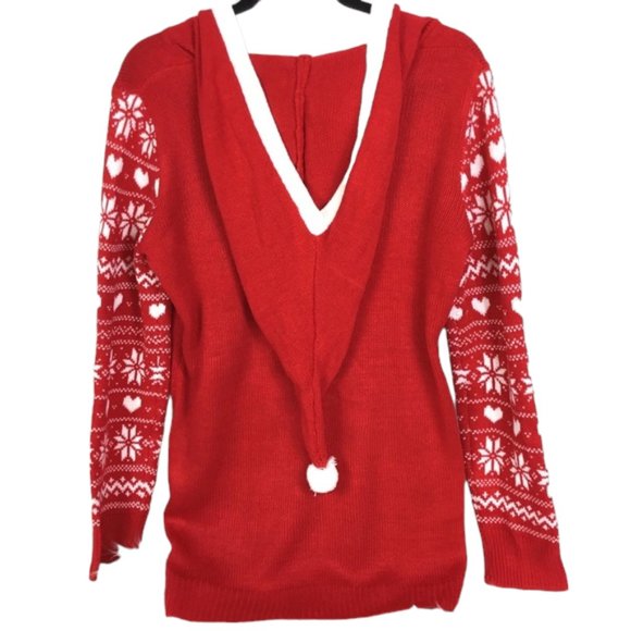 Almost Famous Ugly Xmas Sweater Santa Don't Judge Me has Hoodie Sz Large - Picture 3 of 7